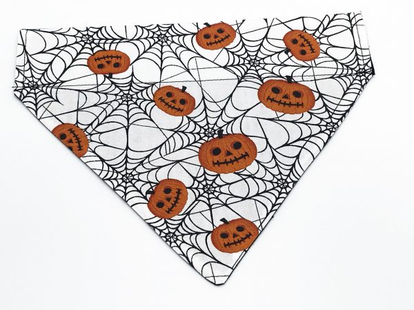 Spider Webs and Pumpkins Dog Bandana