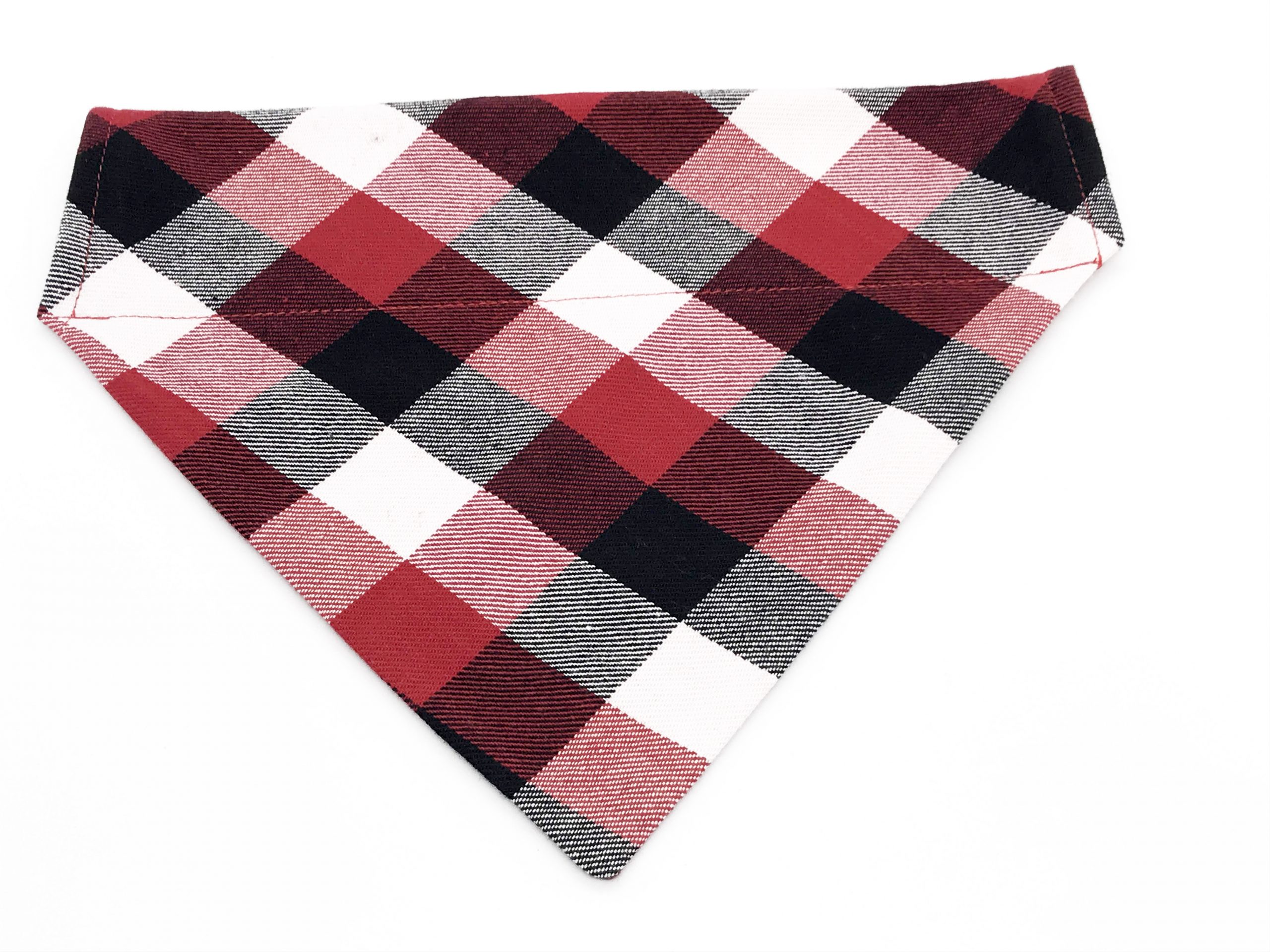 Vuilnisbak Sjah Nageslacht Rood/zwart/wit geruite omkeerbare bandana met aangepaste achterkant - kleed  je pup aan