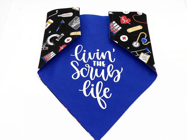 Medical Profession Reversible Living the Scrub Life Dog Bandana – Image 2