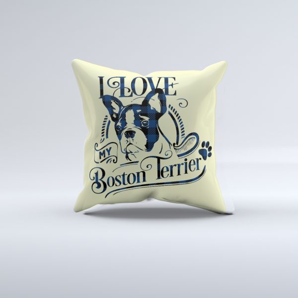 I Love My Boston Terrier Pillow Cover - Image 2