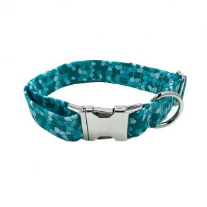 Teal Cobblestone Trail Dog Collar